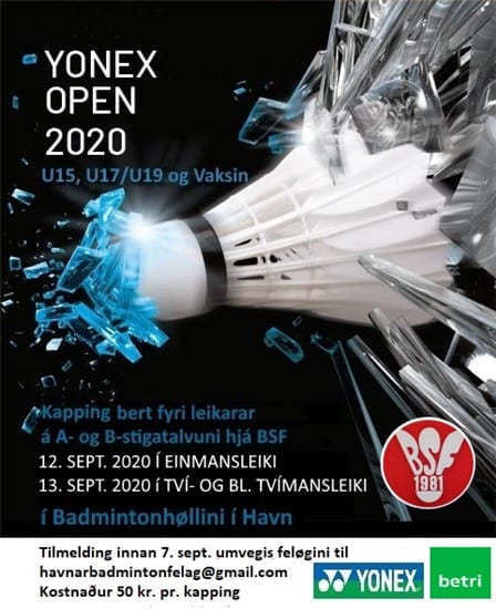 Yonex open 11, 12. og 13. sept. 2020
